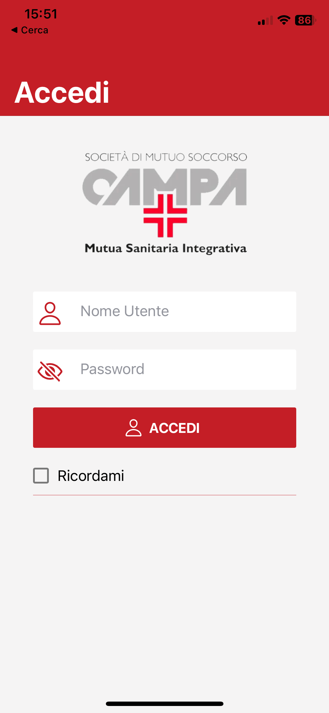 schermata app