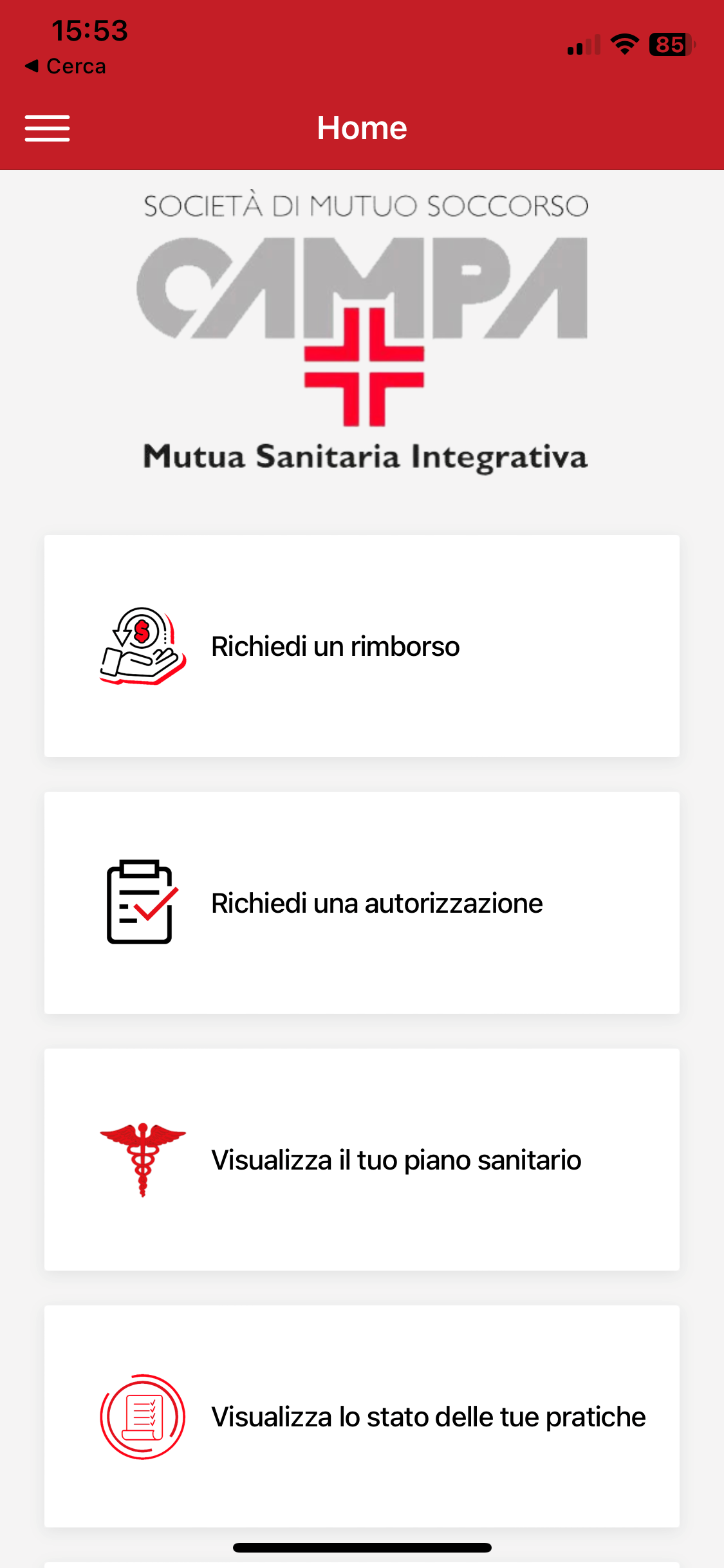 schermata app